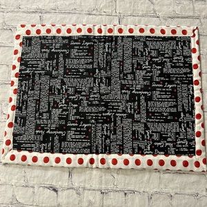 HOMEMADE RED/WHITE POLKA DOTS BLACK BACKGROUND WITH RECIPES (4) PLACEMATS